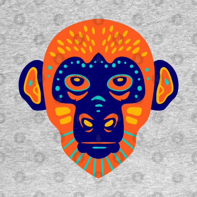 monkey colourful face art by pixspatter